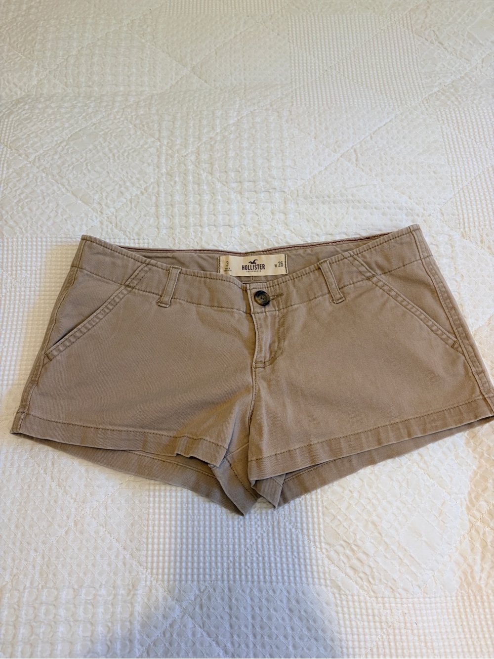 Y2K Vintage Hollister Women's Low Rise Tan Micro Shorts